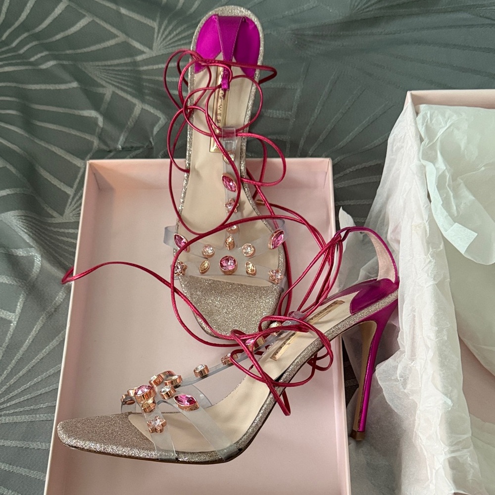 Sophia Webster Metallic Pink and Gold Strappy Heels